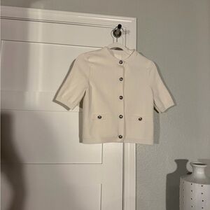 H&M Chic White Short Sleeve Cardigan